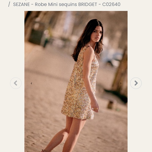 Sezane Robe Bridget Sequins Pastel Mini Dress - Picture 2 of 13